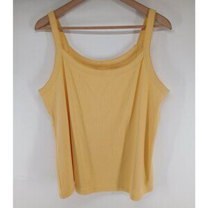 Old Navy Ribbed Knit Scoop Neck Basic Tank Top Size XXL Yellow Stretch Cotton